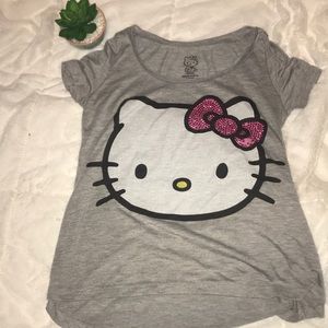 Small Hello Kitty Graphic Tee with rhinestone bow